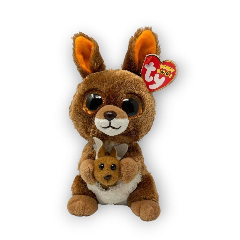 TY Beanie Boos Babies Kangaroo Stuffed Plush Animal Kipper Silk Brown Hang Tag
